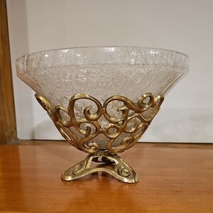 Elegant Glass Bowl with Brass Stand
